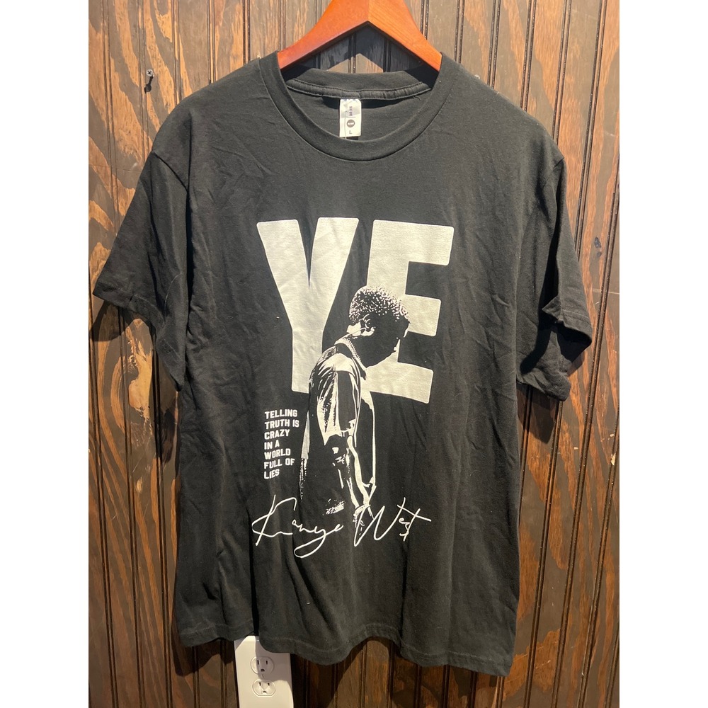 Kanye West Ye Telling Truth Is Crazy Graphic T-Shirt Black Mens Large 23x29